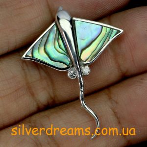 Кулон серебро природный халиотис (морской перламутр)