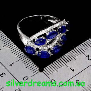 Кольцо серебро природный сапфир