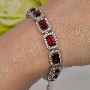 Браслет серебро натуральный гранат