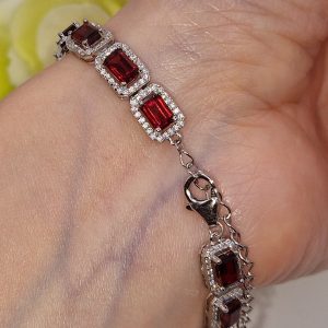 Браслет серебро натуральный гранат