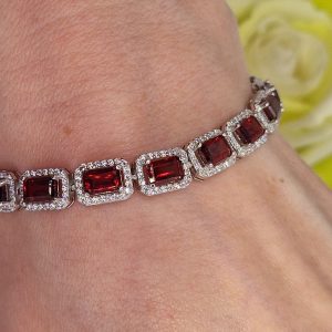 Браслет серебро природный гранат