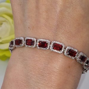 Браслет серебро природный гранат