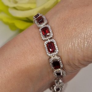 Браслет серебро природный гранат