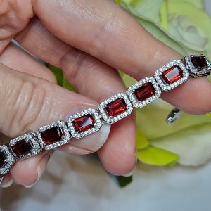 Браслет серебро натуральный гранат