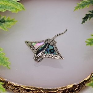 Кулон серебро природный халиотис (цветной перламутр)