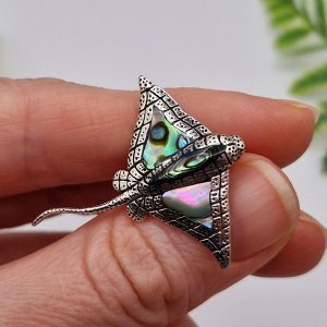 Кулон серебро природный халиотис (цветной перламутр)