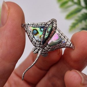 Кулон серебро природный халиотис (цветной перламутр)