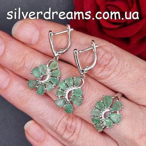Комплект серебро натуральный изумруд