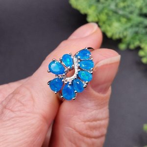 Кольцо серебро натуральный голубой опал