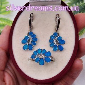 Гарнитур серебро натуральный голубой опал