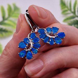 Серьги серебро природный голубой опал