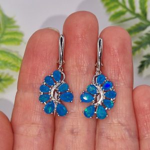 Серьги серебро природный голубой опал