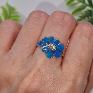 Кольцо серебро натуральный голубой опал