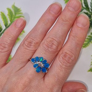 Кольцо серебро природный голубой опал