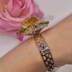 Браслет серебро природный цитрин + мульти