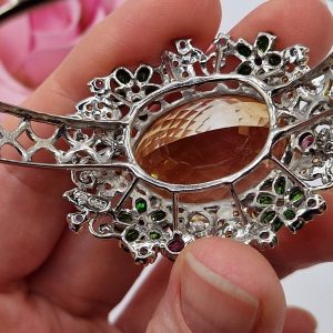 Браслет серебро природный цитрин + мульти