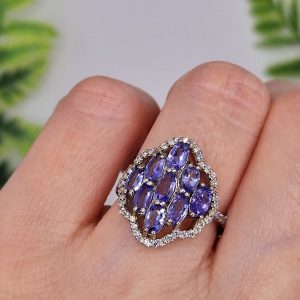 Кольцо серебро природный танзанит