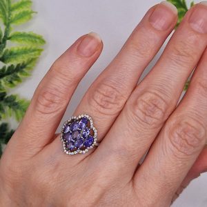 Кольцо серебро натуральный танзанит
