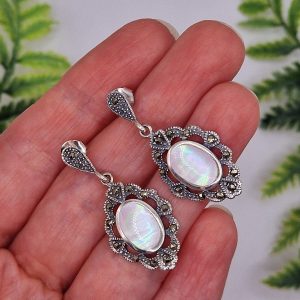 Серьги капельное серебро + натуральный перламутр