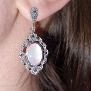 Серьги капельное серебро + натуральный перламутр