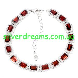 Браслет серебро натуральный гранат