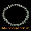 Браслет серебро природный изумруд и диопсид