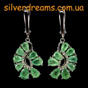 Серьги серебро природный изумруд