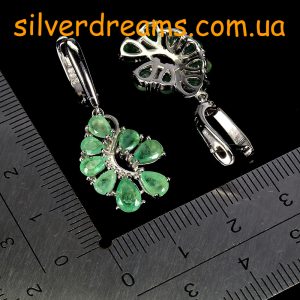 Серьги серебро натуральный изумруд