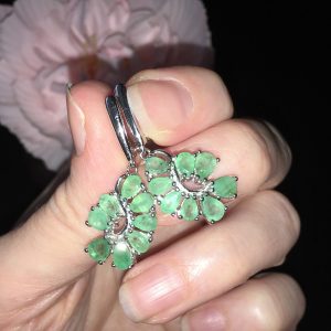 Серьги серебро натуральный изумруд