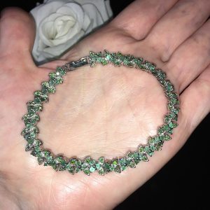 Браслет серебро природный изумруд + диопсид