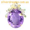 Подвес серебро натуральный аметист и изумруд