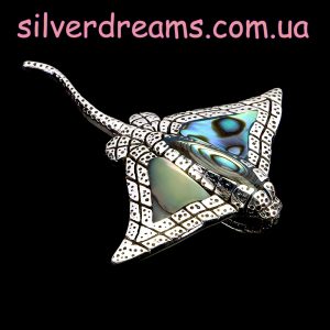 Подвес серебро натуральный морской перламутр (халиотис)