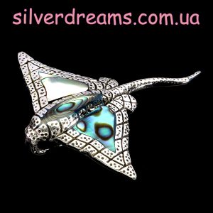 Кулон серебро природный халиотис (морской перламутр)