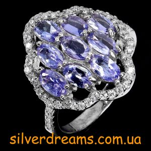 Кольцо серебро натуральный танзанит