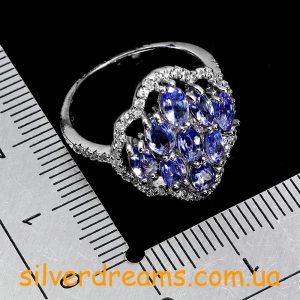 Кольцо серебро натуральный танзанит