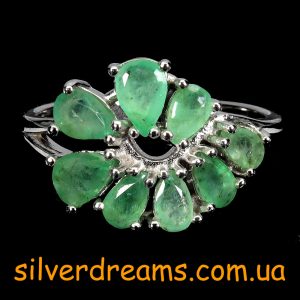 Перстень серебро натуральный изумруд