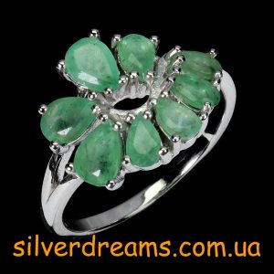 Кольцо серебро природный изумруд