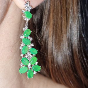 Серьги серебро природный зелёный опал