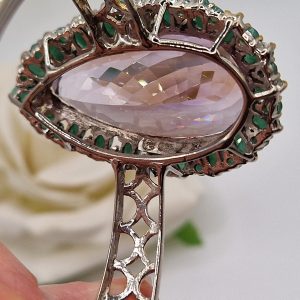 Браслет серебро природный аметрин + изумруд