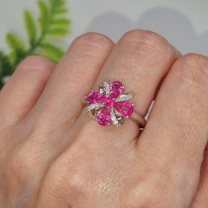 Кольцо серебро природный розовый топаз