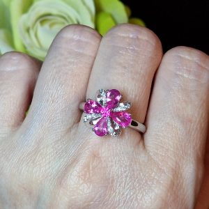 Кольцо серебро природный розовый топаз