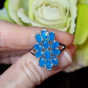 Кольцо серебро натуральный голубой опал