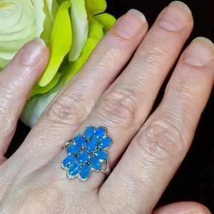 Кольцо серебро природный голубой опал