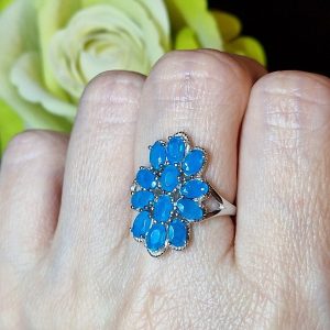 Кольцо серебро натуральный голубой опал