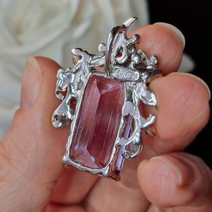 Кулон серебро природный аметист + изумруд