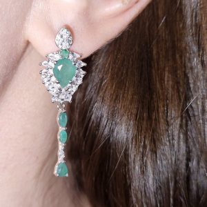 Серьги серебро природный изумруд