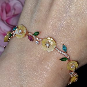 Браслет серебро натуральный перламутр + топаз + аметист