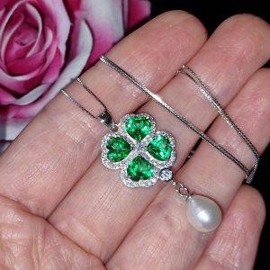 Подвес + цепочка серебро натуральный зелёный топаз + жемчуг