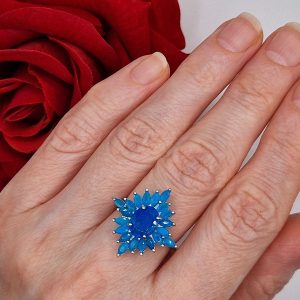 Кольцо серебро природный голубой опал