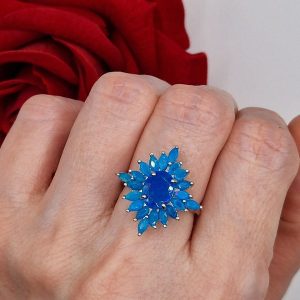 Перстень серебро натуральный голубой опал